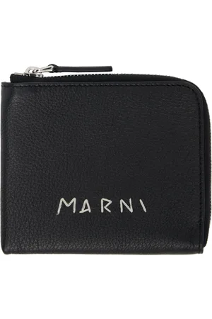 Marni Portefeuille noir à glissière et à logo à effet raccommodé