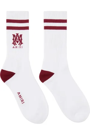 AMIRI Chaussettes blanc et rouge à monogramme et à rayures
