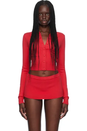 Frankies Bikinis Cardigan Danny rouge en tricot léger