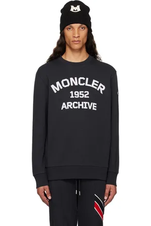 Moncler Pull molletonné bleu marine à logos feutrés