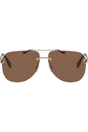 Fendi Lunettes de soleil aviateur dorées à logos