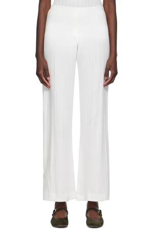 Leset Pantalon de détente de style boxer blanc en pointelle