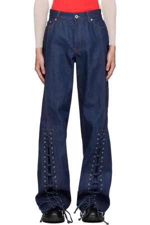 Jean Paul Gaultier Jean bleu marine à panneaux à laçage