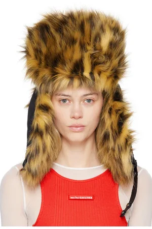 Jean Paul Gaultier Chapeau de style ouchanka noir à garnitures à motif léopard - Fashion Fiction