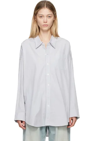 R13 Chemise bleu et blanc à emmanchures basses