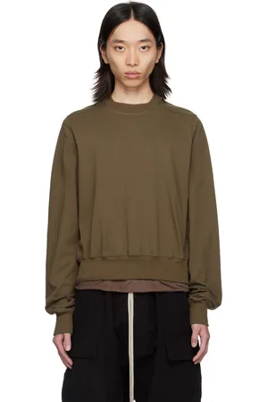 Rick Owens Pull molletonné kaki à col ras du cou - Porterville