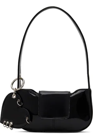 Justine Clenquet Sac Dylan noir en cuir verni