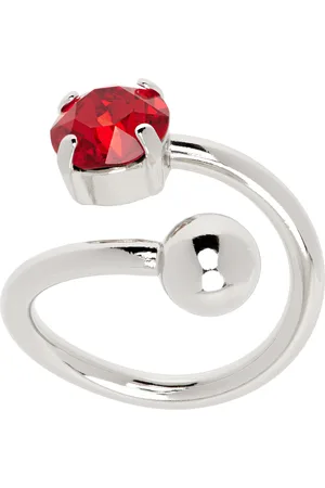 Justine Clenquet Bague Jackie argenté et rouge