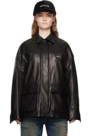 We11 Done Blouson rembourré noir en cuir
