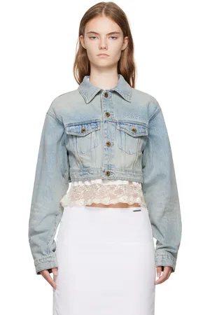 We11 Done Blouson écourté bleu en denim