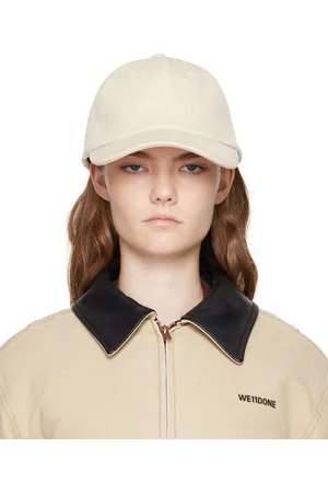 We11 Done Casquette blanc cassé en denim floqué
