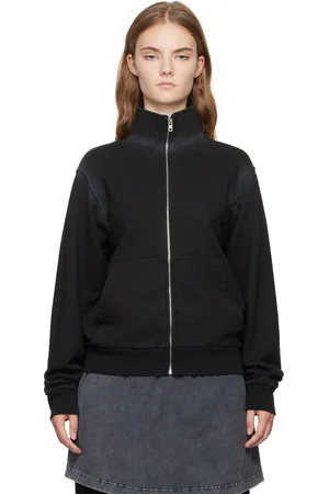We11 Done Blouson de survêtement noir à logo brodé