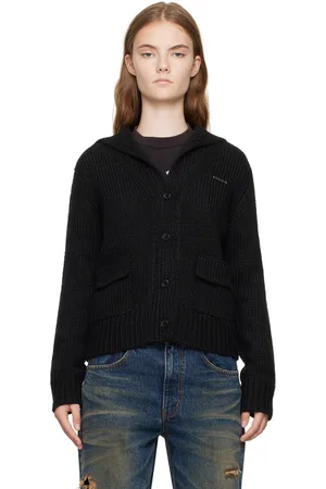 We11 Done Cardigan noir à col marin