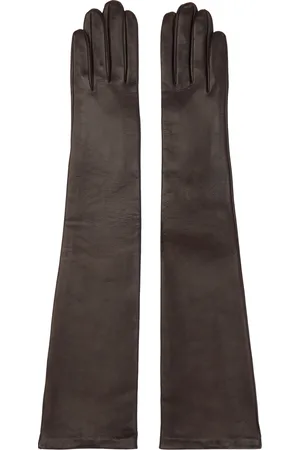 DRIES VAN NOTEN Gants bruns en cuir souple