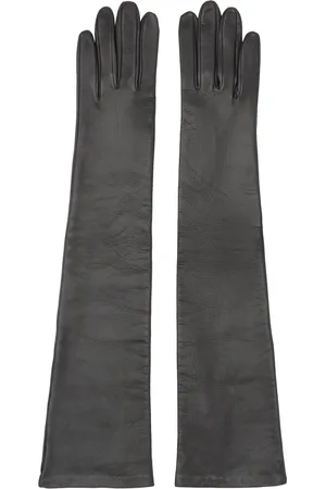 DRIES VAN NOTEN Gants gris en cuir souple