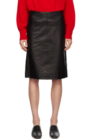 Nothing Written Jupe midi droite noire en cuir