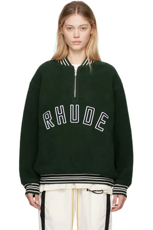 Rhude Pull molletonné de style collégial vert