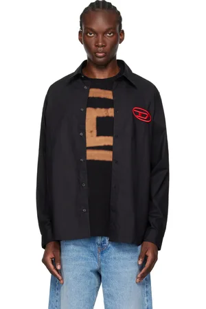 Diesel Chemise noire à coupe classique et à logo
