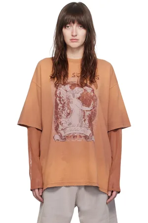 Acne Studios T-shirt à manches longues étagé orange