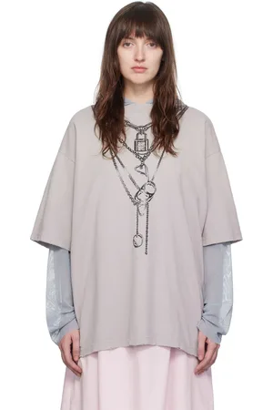 Acne Studios T-shirt à manches longues gris et bleu à capuche