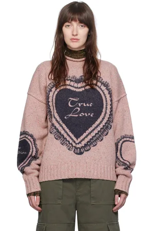 Acne Studios Pull rose à images et image à logo imprimées