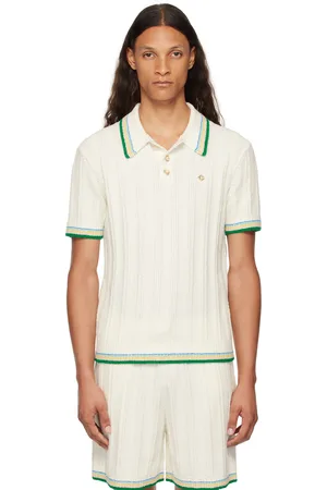 Casablanca Polo blanc en tricot côtelé de fil bouclé