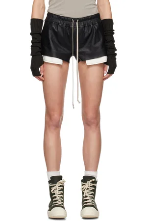Rick Owens Short boxeur Fog noir en cuir - Porterville