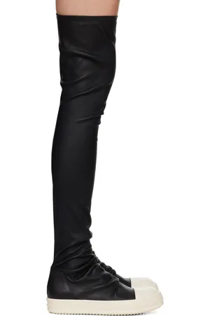 Rick Owens Bottes hauteur genou de style bas noires - Porterville