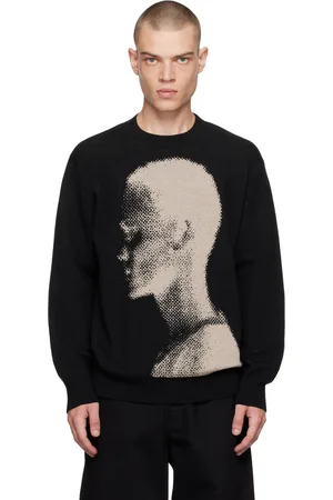 DRIES VAN NOTEN Pull noir à image en tricot jacquard