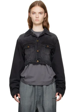We11 Done Blouson écourté noir en denim