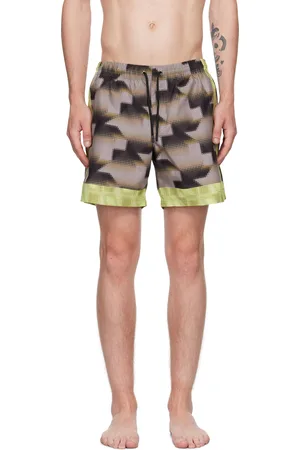DRIES VAN NOTEN Maillot de bain bleu à motif graphique imprimé