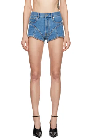MUGLER Short bleu en denim à panneaux