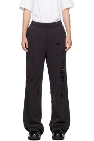 We11 Done Pantalon de survêtement noir à effet usé