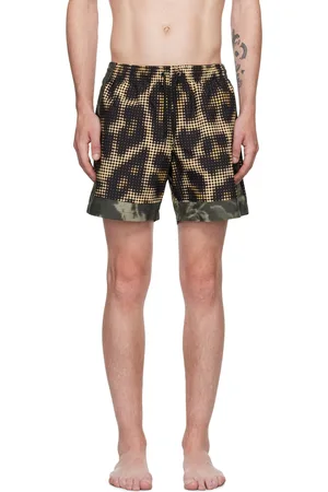 DRIES VAN NOTEN Maillot de bain jaune à motif graphique imprimé