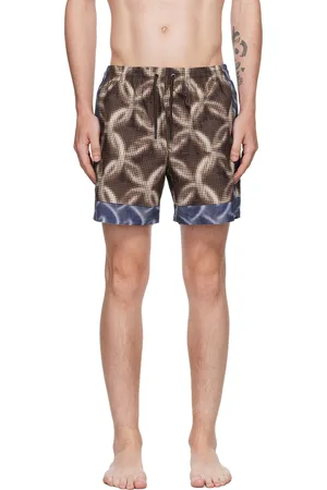 DRIES VAN NOTEN Maillot de bain brun à motif graphique imprimé