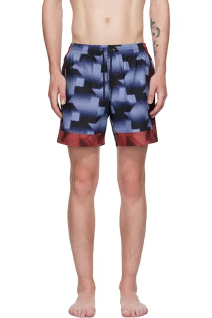 DRIES VAN NOTEN Maillot de bain bleu à motif graphique imprimé