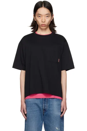 Acne Studios T-shirt noir en coton bio à col ras du cou