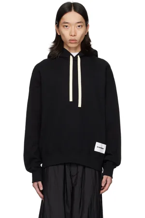 Jil Sander Pull à capuche noir à écusson à logo