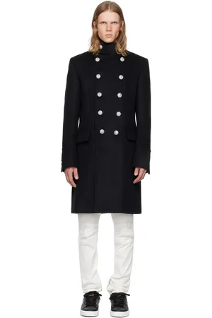 Balmain Manteau noir à double boutonnage