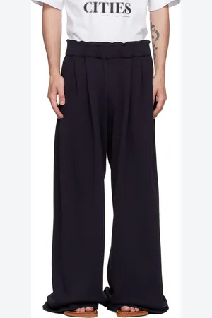 DRIES VAN NOTEN Pantalon de survêtement bleu marine à plis