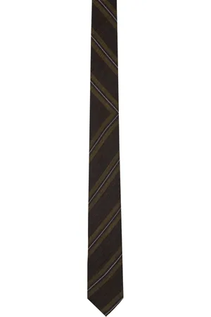 DRIES VAN NOTEN Cravate brune à rayures