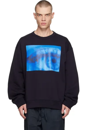 DRIES VAN NOTEN Pull molletonné surdimensionné bleu marine