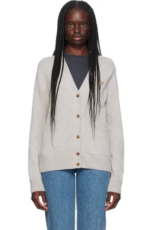 Maison Kitsuné Cardigan gris à logo de renard