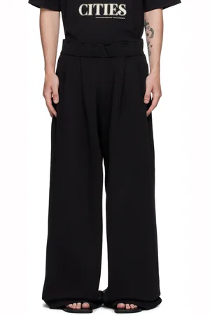DRIES VAN NOTEN Pantalon de survêtement noir à plis