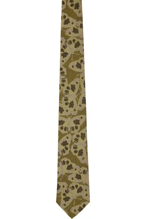 DRIES VAN NOTEN Cravate verte à motif graphique imprimé