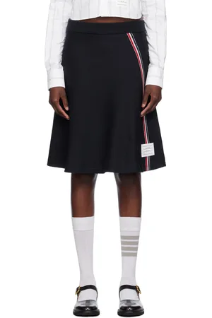 Thom Browne Jupe midi bleu marine à ourlet évasé