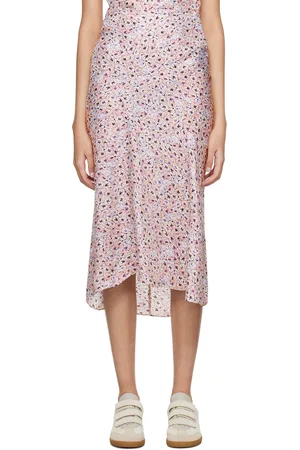 Isabel Marant Jupe midi Lisanne blanc cassé et mauve