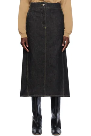 STUDIO NICHOLSON Jupe midi Garner noire en denim