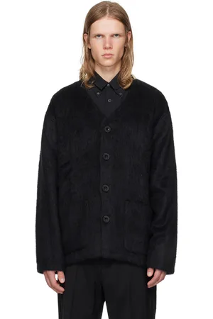 OUR LEGACY Cardigan noir en tricot à poils longs