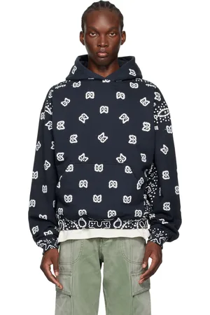 Rhude Pull à capuche noir à motif cachemire